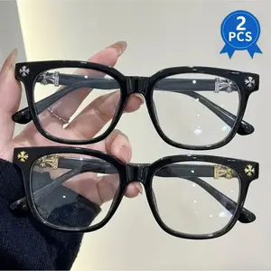 [Hot Deal] 2PCS Bold Eyeglasses Frame With Classic Design, Beautiful And Luxurious, Daily Use For Outdoor, Gift For Him, Gift For Her