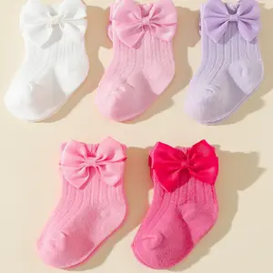 5 Pairs Cute Bow Bubble Princess Socks, Socks Set, Spring & Fall, Perfect for Birthday, Holiday, First Birthday Gift, Adorable Design
