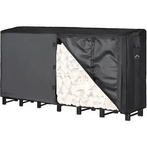 8ft  Firewood Cover, Heavy Duty 600D Oxford Outdoor Storage  Rack Cover with Buckle (Log Rack not Included)