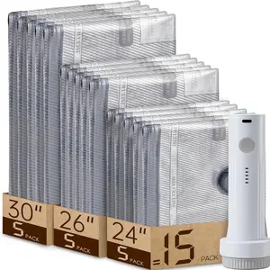 [2026 Upgraded] Cordless Travel Vacuum Storage Compression Bag Set – 15-Pack,Waterproof & Reusable Compression Packing Bags,3Size, 140L/Min Powerful Air Removal,Perfect for Carry-On Suitcases Mother’s Day Gift Idea