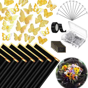 179 Pcs Flower Wrapping Paper Set – 20 Sheets Waterproof Floral Wrap with 3D Butterfly Decor for Wedding, Birthday and perfect for Valentines day gift