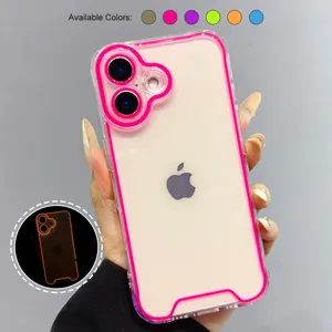 Clear Luminous Case Glow in The Dark Noctilucent Luminous Space Nebula Slim Fit Cover Protective Anti Scratch Cases Thin Translucent Protective Case For iPhone 16/15/14/13
