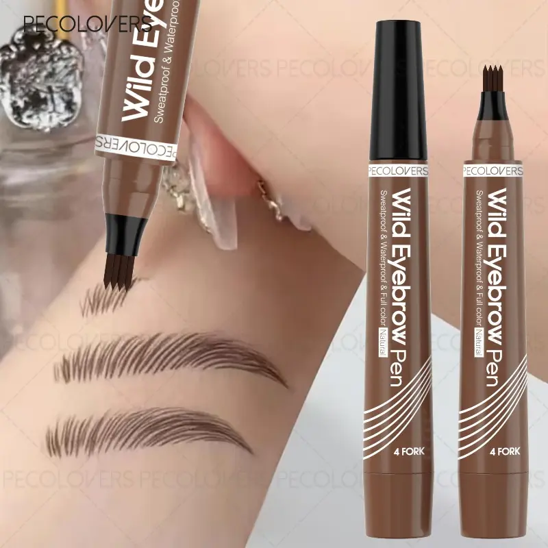 1PC Fill in Hairline and Eyebrows, Four-pronged Eyebrow Pencil, Waterproof, Sweatproof and Non-smudge, Brown and Black, Eyebrow Cosmetics, Eyebrow Makeup Products, Eyebrow Liner