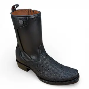 Cuadra CU941 – Black Laser-Woven Leather Boot