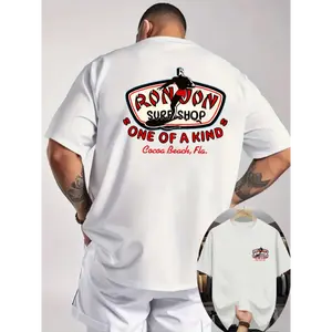 COD Summer New Men's Casual Printed T-shirt Threaded Round Neck Short-sleeved Top, Knitted Fabric, Refreshing And Comfortable, Double-sided Printing On The Front And Back, Men's Printed Summer T-shirt Top Is Suitable For Outdoor Activities.  Cotton Menswe