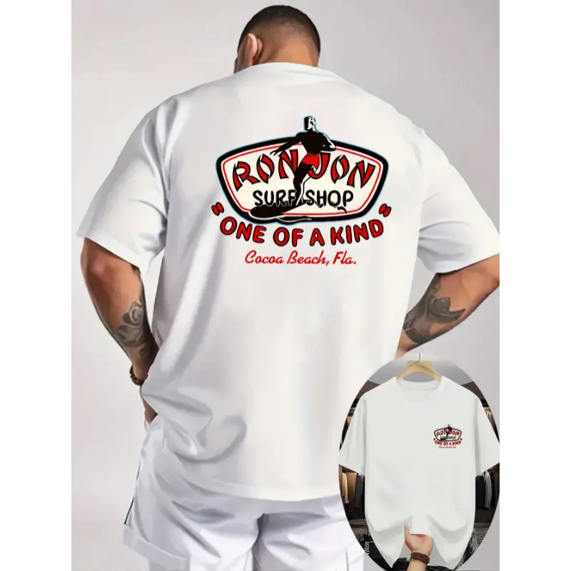 Men's Tropical Double-Print T-Shirt, Fitted Cut Round Neck in Breathable Ultra-Combed Cotton Fabric, Sweat-Wicking for Summer