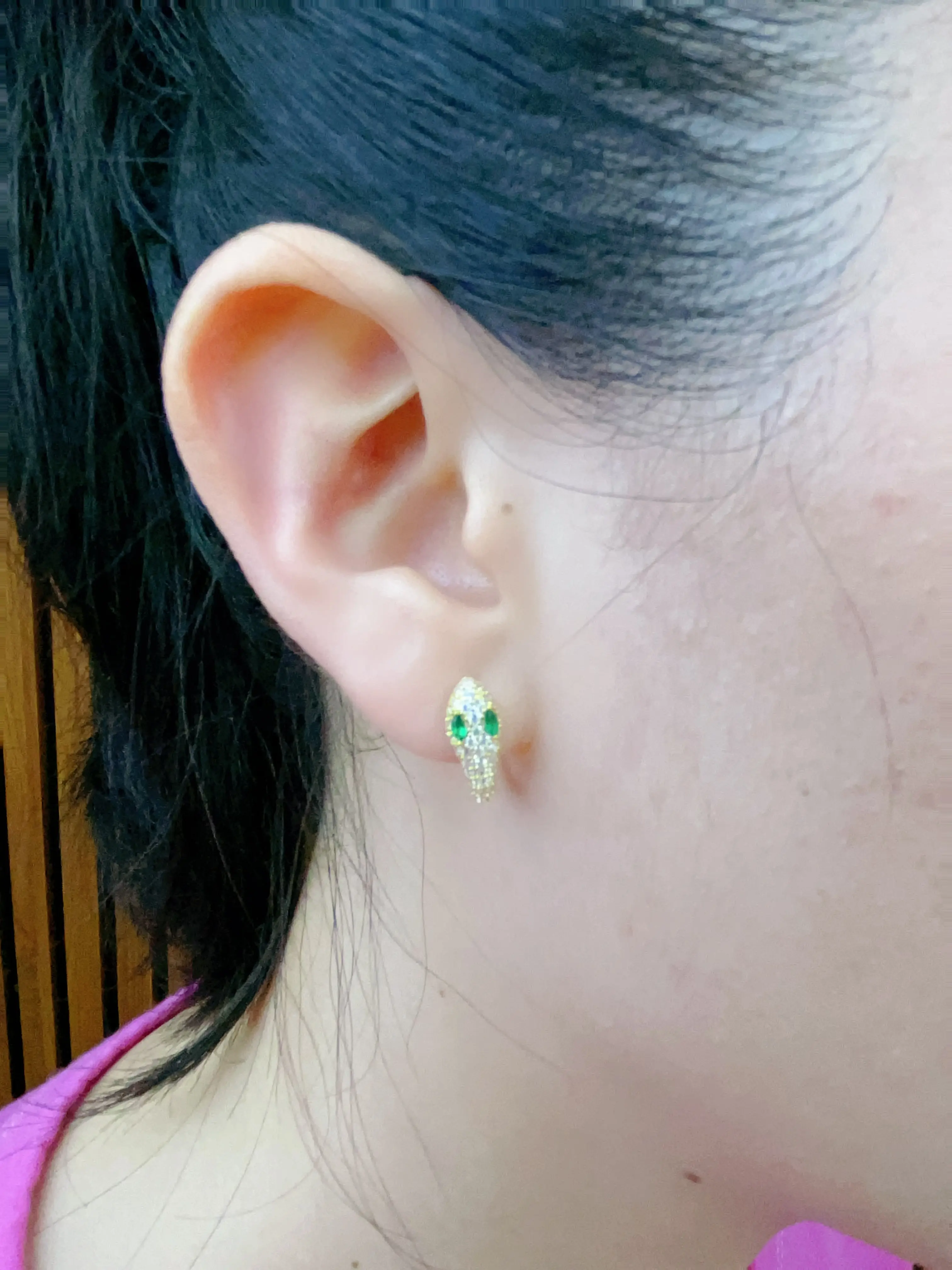 925 Sterling Silver with Simulated Diamond Snake Shape Earrings for Women