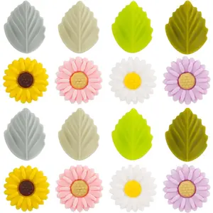 16pcs Silicone Knitting Needle Stoppers Daisy Leaves Shape Colorful Knitting Needle Point Protector Caps for Knitting Sewing Quilting Crocheting DIY Art Projects