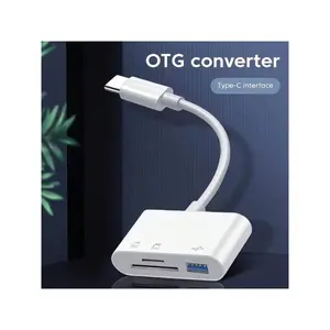 3-in-1 Multi-Function USB-C OTG Adapter, USB C Hub, USB Port Adapters, PVC Material, SD/TF Card Reader & Camera Support, Data Transfer, Compatible with iPad Pro, MacBook & Chromebook