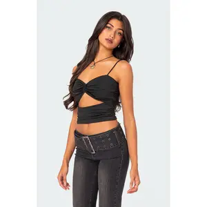 Edikted Women's Twist Front Gathered Cutout Tank Top