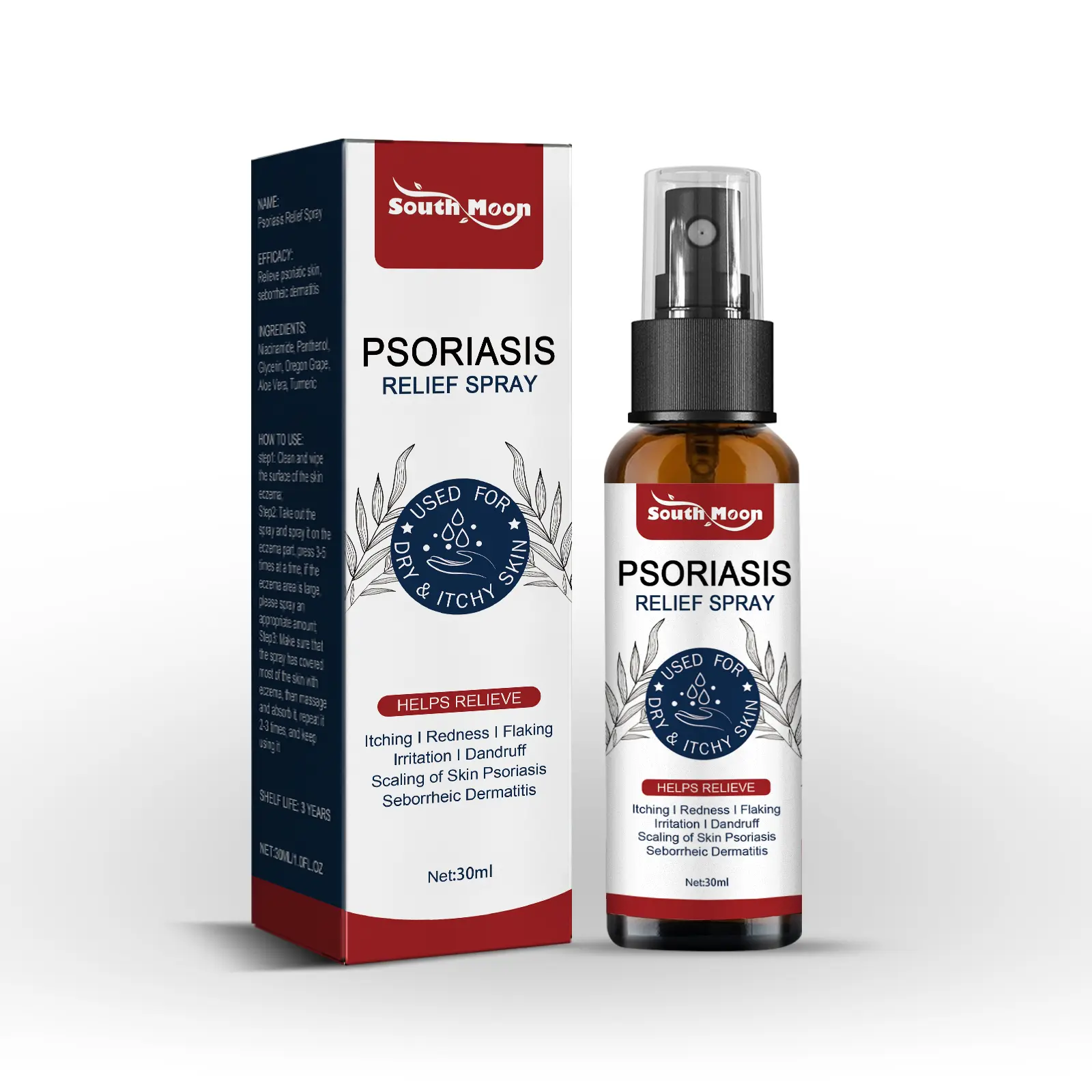 Psoriasis Relief Spray, Natural Soothing Spray for Dry Itchy Skin, Helps Relieve Itching, Redness, Flaking, Irritation, Dandruff & Seborrheic Dermatitis, 30ml