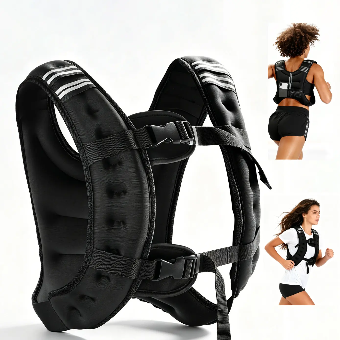 16lb Compact Weighted Vest - Iron Sand Filling, High-Density Fabric, Adjustable Straps, Reflective Strips - Strength Training Equipment for Rucking, Adjustable Chest Workout Weight Vests, Home Workouts, Snug Closure, Compact Shape