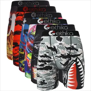 6-Pack/3-Pack ETHIKA Men's Boxer Briefs - Breathable All-Day Wear, Quick-Dry for Swimming/Cycling/Basketball, Shark/Romantic Prints, Plus Size, Sexy Comfort, Ideal Fathers' Day Gift-Great for Active Lifestyles