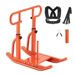 VEVOR Weight Sled, Steel Power Sled, Fitness Training Sleds for Athletic Exercise Speed Improvement, Workout Equipment with Adjustable Height Handle, Compatible with 1/2 in Weight Plates, Orange