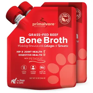 Grass-Fed Beef Bone Broth for Dogs &Cats, Mobility Formula w/Collagen Peptides to Help Support Hip & Joints, Digestion, Skin & Coat and Hydration, Human Grade, Made in USA