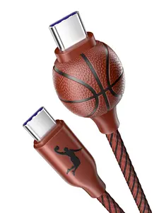 Basketball USB C to USB C Cable, 240W Fast Charge | 50000 Bends SGS Certified Type C Cord for iPhone MacBook, Sports Gift Ideas for Coach Players Team Fans, Birthday Gift for Men Women, 3.3FT, Mobile, Smartphone
