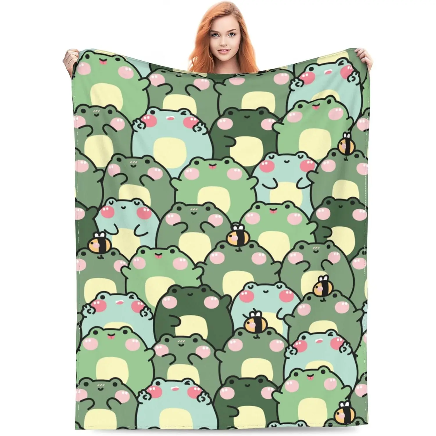 Frog Printed Flannel Blanket - Fluffy Cozy Soft Throw, Lightweight, 50"x40", for Adults, Ideal for Couch & Bed Gifting, Fluffy Cozy Blankets, Soft Throws Blanket