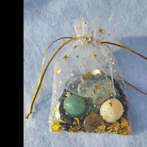 Prosperity & Abundance 7-Pc Energy Set - Green Aventurine Necklace Tiger's Eye Bracelet Blue Goldstone Bracelet Raw Pyrite Specimen Tumbles Crystals Gemstones for Success and Motivation