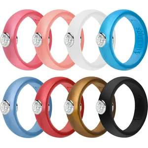 Size 4-12 Silicone Rhinestone Engagement Ring for Women – Sparkly Wedding Band, Stackable Promise Ring, Non-Traditional Bride Gift (Durable, Hypoallergenic)