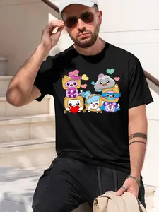 LankyBox 6 In Collectible 2026 new model Black/White Tee Stylish & Comfortable Loose Crew Neck Short Sleeve T-shirts Versatile On Trend Eye Catching Printed Graphic Casual Tee for Daily Wear Outing