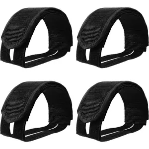 4 Pcs Black Bike Pedal Strap Set,Adjustable Toe Clips Straps,Bicycle Feet Pedal Straps for Beginner,Christmas Party Gifts,Hand Tools Kits