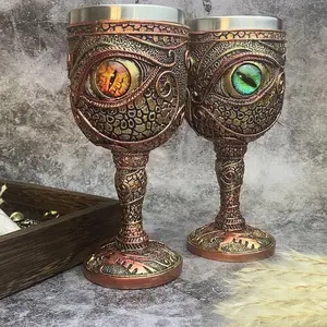 Dragon Eye Goblet Mug Bottle Stainless Steel Resin Wine Beer Party Glass Man Gifts Bar Drinkware Fantasy Chalice Retro Tumbler