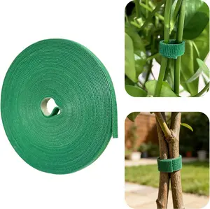 Garden Tie Plant Tape Supports for Climbing Plants Twist Ties Cut Design Reusable Sturdy Adjustable 50FT Nylon Garden Tape for Plants, Flowers, Vines and Tree Holiday (Green)