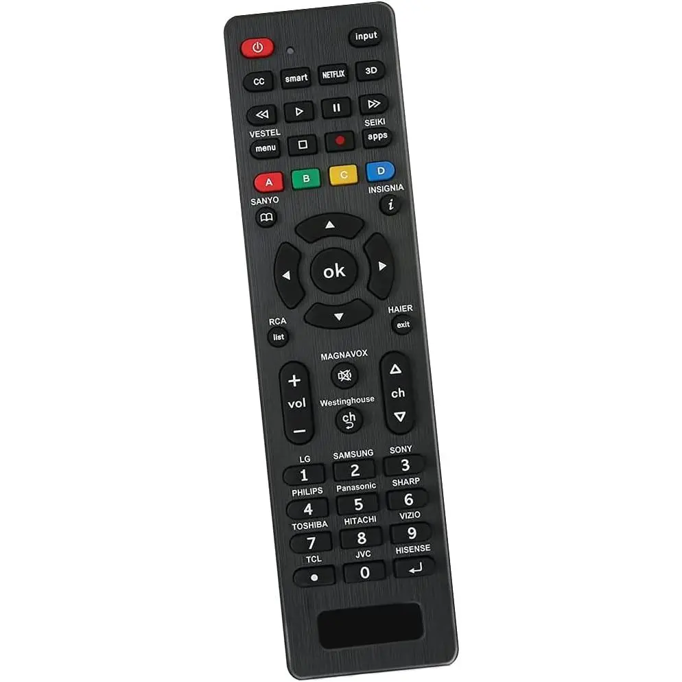 Universal TV Remote Control with Button - Home Accessories for LG, Samsung, Sony, Philips, Panasonic, Sharp, Toshiba, Hitachi, Vizio, TCL, JVC, Hisense, Vestel, Seiki, Sanyo, Insignia, Magnavox, RCA, Westinghouse Smart TVs, 2 X Aaa, 24-Months