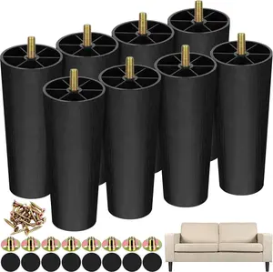 8 Pack 6 Inch Plastic Furniture  with M8 T-Nuts Screws Tapered Sofa Couch and Chair  Replacement Furniture  for DIY Projects Sofas Coffee Tables Dressers Beds