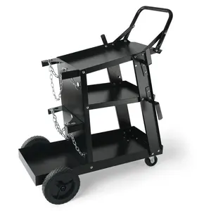fathersdaygift VEVOR Welding Cart, 3-Tier Welder Cart Heavy Duty with 400 Lbs Weight Capacity, 360 Swivel Wheels, Tank Storage Safety Chains, Rolling MIG Welder Cart for TIG, ARC, MMA, Plasma Cutter Welding Machine