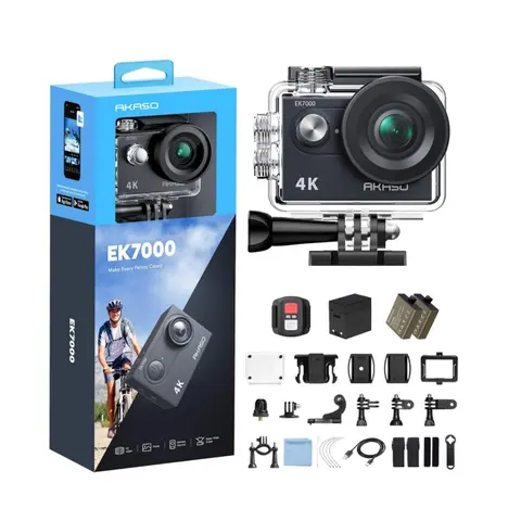 AKASO EK7000 4K Action Camera, 20MP WiFi Waterproof Sports Camera, Wide Angle Camera for Travel, Cycling, Diving & Outdoor Adventures Video Recording Camera Portable Handycam Wireless Durable