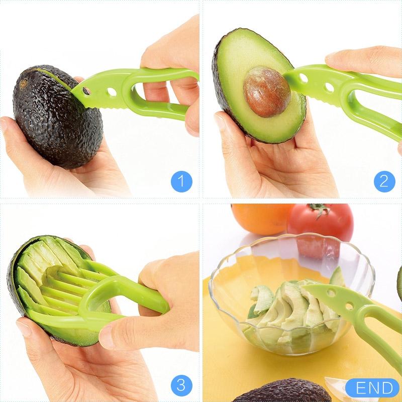 Multi-function 3-in-1 Avocado Slicer / Shea Corer Butter Fruit Peeler /Cutter Pulp Separator / Plastic Knife Kitchen Vegetable Tools