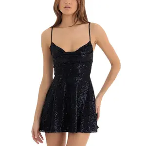Women's Shiny Sequins Dresses, Sleeveless Backless A-Line Mini Dress, Ladies Summer Casual Dresses for Cocktail Beach Streetwear Polyester Spandex Womenswear