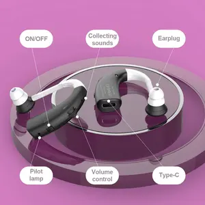 OTC Hearing aids Sound Amplifier Speaker Ear Hook, Rechargeable Abs Material, 4 Volume Levels, Easy Operation, Comfortable Daily Wear for Adults
