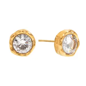 Cubic Zirconia Gold Studs