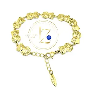 Bear Bracelets Adjustable Size Reversible 7.5 Inches Gold-Toned with Bear Charms for Women Stylish Accessory