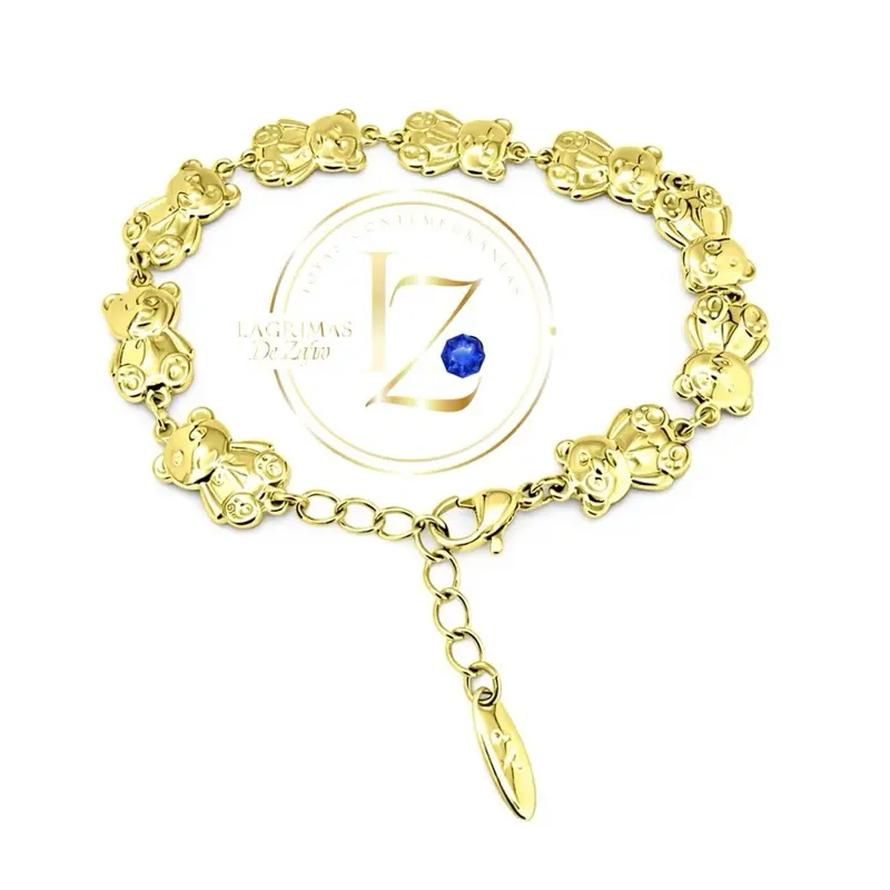 Bear Bracelets Adjustable Size Reversible 7.5 Inches Gold-Toned with Bear Charms for Women Stylish Accessory