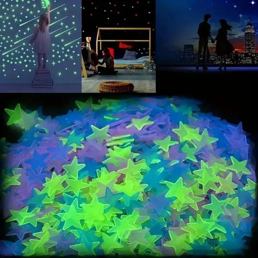 100/200 Pcs Luminous Star Wall Sticker Glow in the Dark Starry Sky Wall Decor for Bedroom Aesthetic Room Decoration
