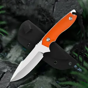 Outdoor Knife‌,‌High-Carbon Steel Blade,G10 Handle,CNC Numerical Control Fine Grinding Process,Knife with K Sheath,BBQ/Fishing Tool‌,Multi-Purpose,Christmas Gift