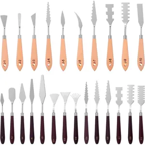29 Pcs Palette Knife Set Stainless Steel Palette Knife with Wooden Handle Numbered Paint Spatula Oil Painting Supplies for Acrylic Painting Textured Art