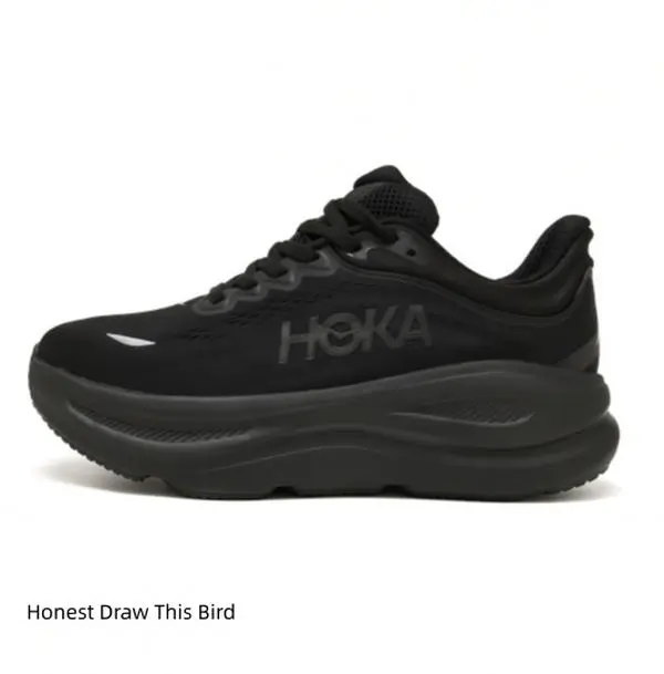 Lightweight Platform Athletic Sneakers All Black Mesh Upper Shock Absorbing Road Running Footwear