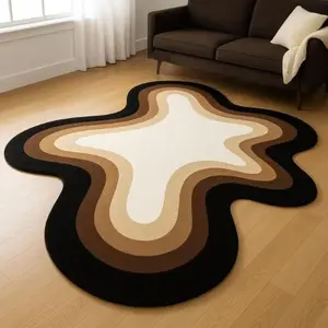 European Luxury Gradient Stripe Print Carpet, Casual Style Plush Rug for Living Room Bedroom Balcony, Easy Care Large Area Mat