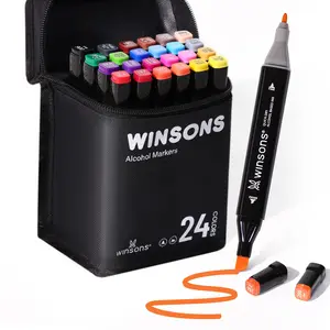 WINSONS Dual Tip Alcohol Markers Set for Airbrush Marker Replacement - Precision & Flexibility for Artists Students & DIY Lovers 12/24 Colors