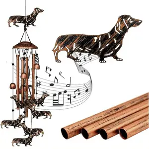Dachshund Themed Metal Wind Chime, Durable Hanging Ornament For Exterior Garden And Yard, Multi-purpose Decor And Gift For Various Festive And Commemorative Occasions