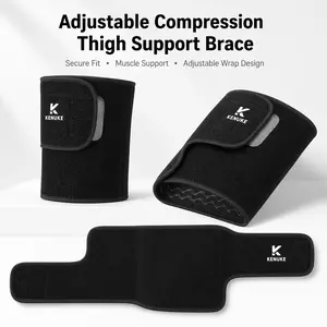 Adjustable Compression Thigh Support Brace, Anti-Slip Silicone, Neoprene Thigh Wrap for Running, Basketball, Gym, Cycling, Men Women