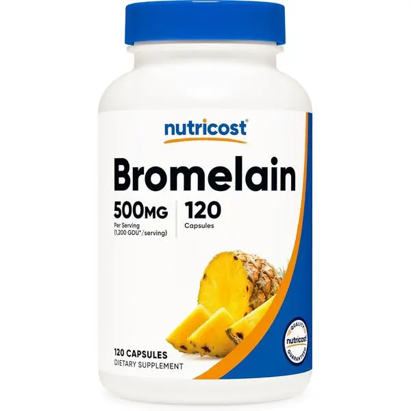 Nutricost Bromelain 500mg, 120 Vegetarian Capsules, 1200 GDU, Non-GMO, Gluten Free