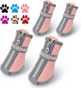 Dog Shoes for Small Dogs, Puppy Dog Boots & Paw Protectors for Winter Snowy Day, Summer Hot Pavement, Waterproof in Rainy Weather, Ourdoor Walking, Indoor Hardfloors Skid-Resistant Sole Pink 2