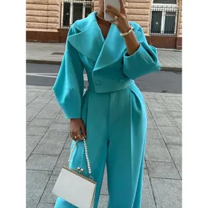 Women’s Fall–Winter long-sleeve lapel blazer set, slimming waistcoat jacket, elegant commuter outfit, European-style suits