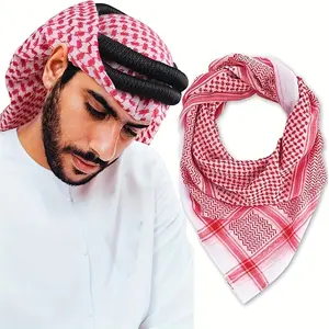 55.12inch X 55.12inch Arab Scarf, Headscarf  Mushapings, Dubai Shawl, Middle Eastern Arafat Scarf, Appropriate  Both Genders Full Face UV Protection Ski Mask Bride Crown with Sash Bandana cotton black striking Knit Hat for Women