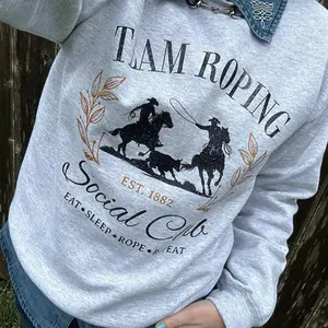 Team Roping Social Club Cowgirl Western Horse Graphic Crewneck & Tee, Rodeo Graphic Tee, Western Rodeo Trending Graphic Tee, Western Boutique, Western Rodeo Graphic Unisex, Plus size available 5X9